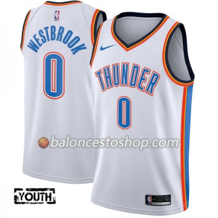 Camiseta Niños NBA Oklahoma City Thunder Russell Westbrook 0 Nike 2017-18 Blanco Swingman Camiseta Niños NBA Oklahoma City Thunder Russell Westbrook 0 Nike 2017-18 Blanco Swingman